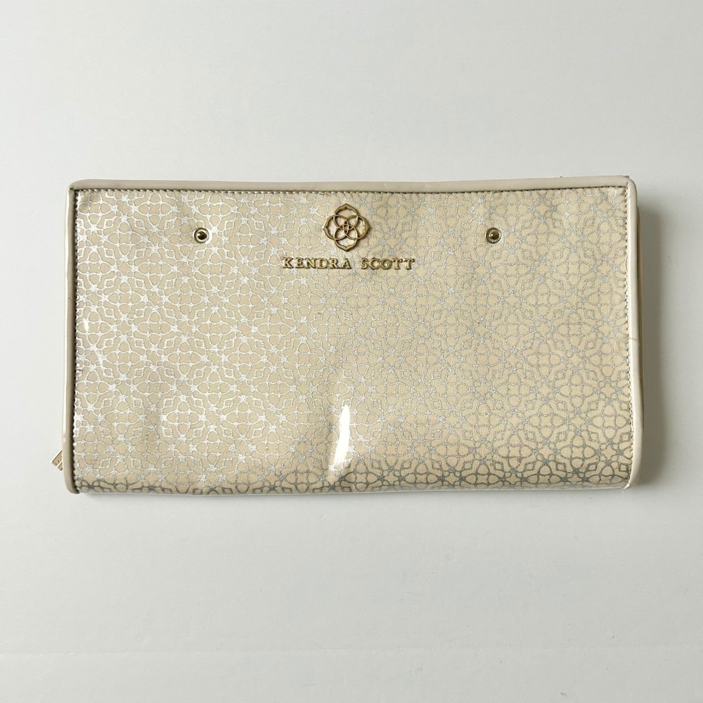 Kendra Scott Jewelry Travel Organizer Cream Silver Folding Portfolio Case